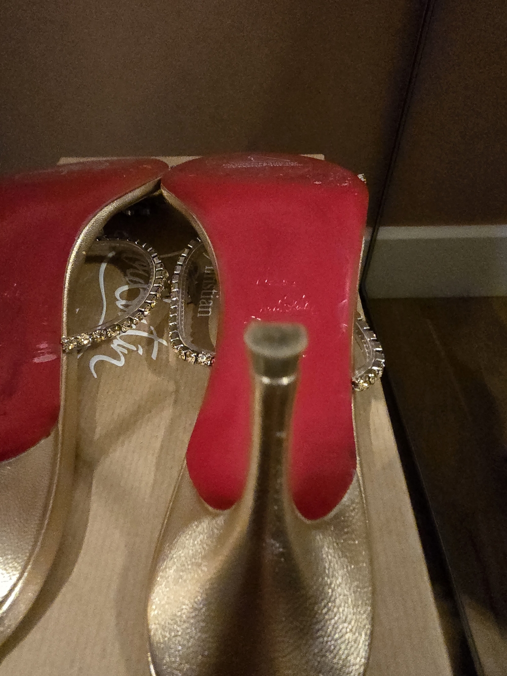 Christian Louboutin Just Queen Gold Jeweled Slide Sandals Size 41 - 70cm heel - Picture 7 of 11